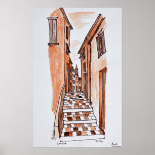 Poster Rue médiévale de Bastia Corse, France