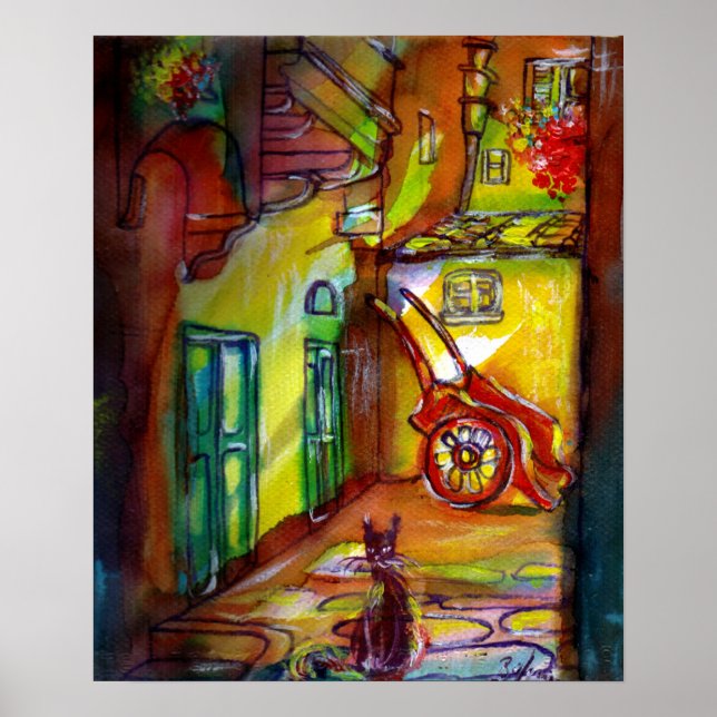 Poster Ruelle médiévale de nuit à Florence (Devant)