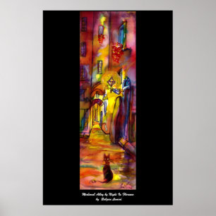 Poster ruelle médiévale de nuit à Florence