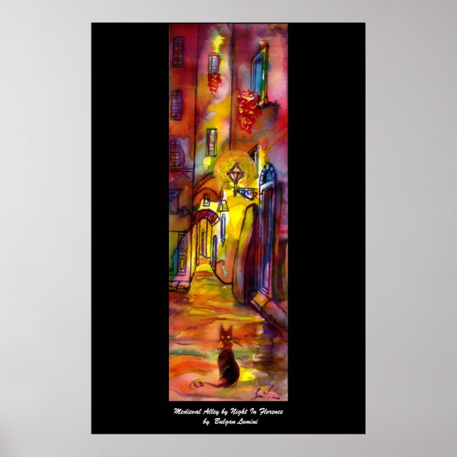 Poster ruelle médiévale de nuit à Florence (Devant)
