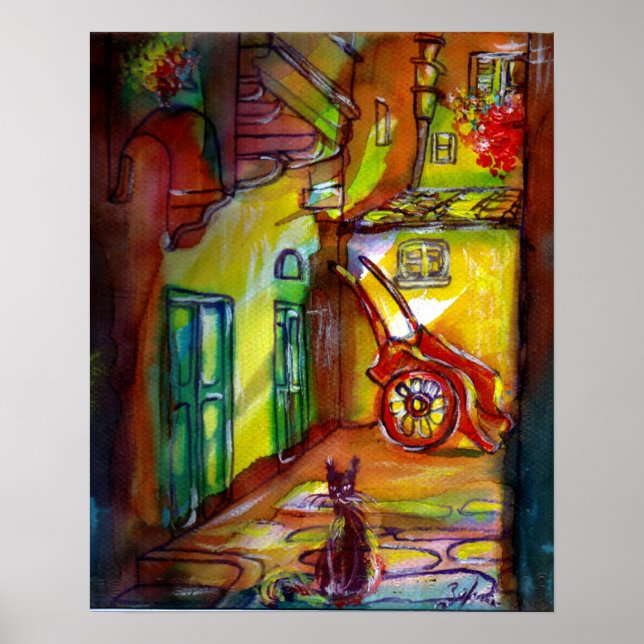 Poster ruelle médiévale de nuit à Florence (Devant)
