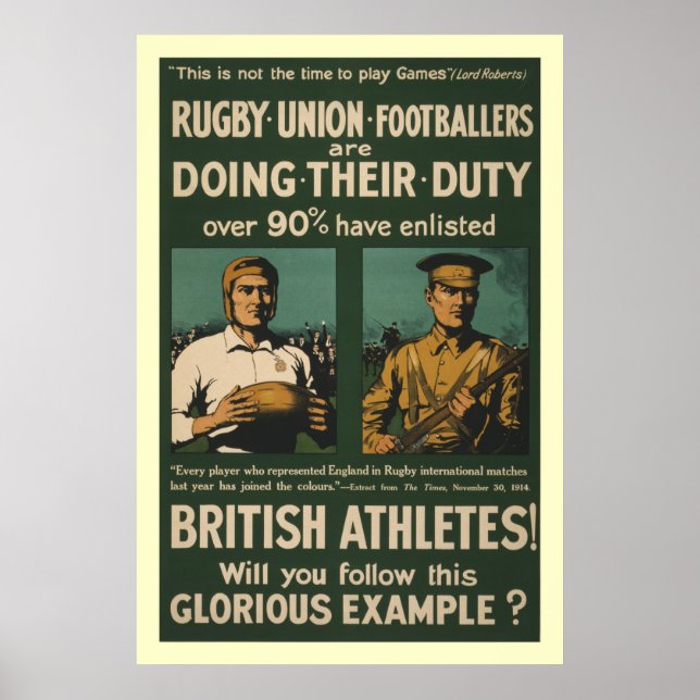 Poster rugby britannique, les footballeurs font leur devo (Devant)