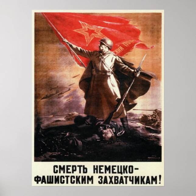 Poster russe de propagande des 2ÈME GUERRE MONDIAL (Devant)