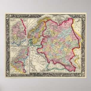 Poster Russie En Europe, Suède Et Norvège