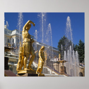 Poster Russie, Saint-Pétersbourg, Statues dorées dans la
