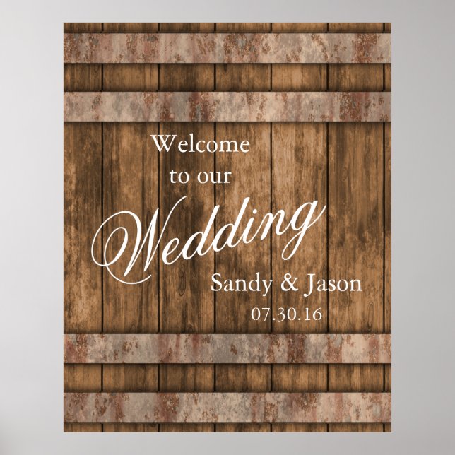 Poster Rustic Country Barn Wood Wedding Welcome (Devant)