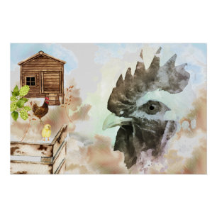 Poster *~*Rustic Country Chicken Coop Hen Farm House Chic