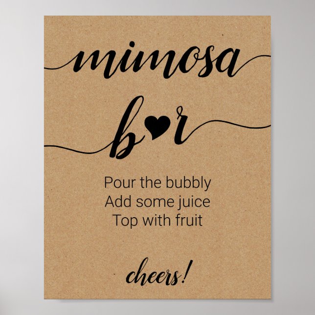 Poster Rustic Mimosa Bar Sign Mariage (Devant)