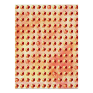 Poster Rustic Watercolor Apple Motif