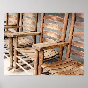 Poster Rustic Wooden Rocking Chairs