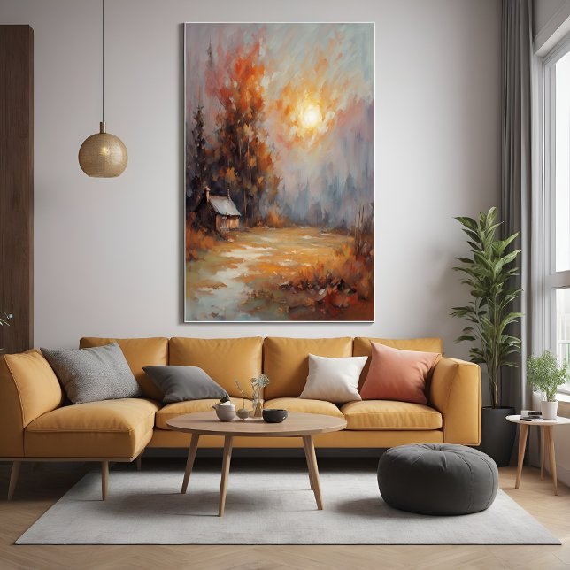 Poster Rustique Automne Cabine Paysage Automne Art (Créateur téléchargé)