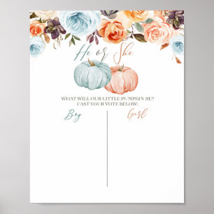 Poster Rustique Floral Citrouille Mint et Peach Vo