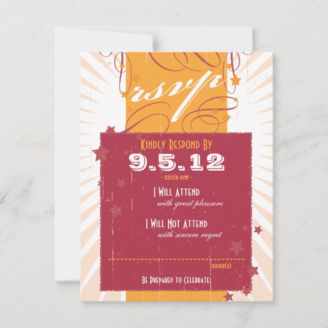 Poster rustique : Mariage rose et orange RSVP (Devant)