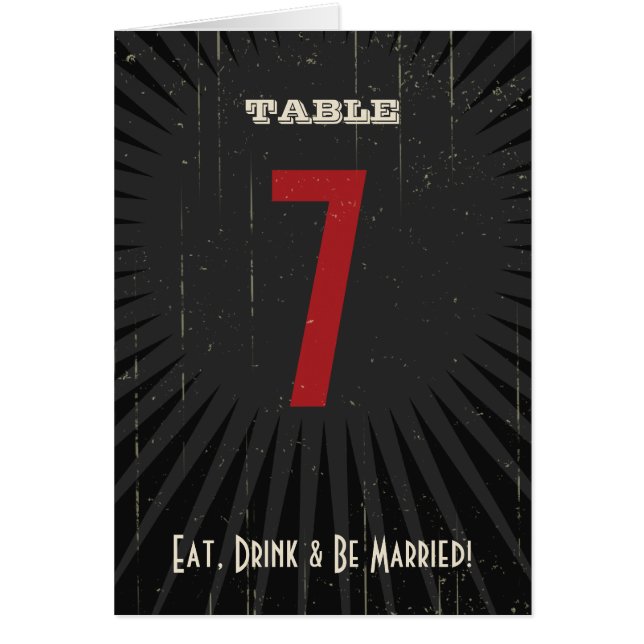 Poster rustique : Numéro de table rouge et noire (Devant)