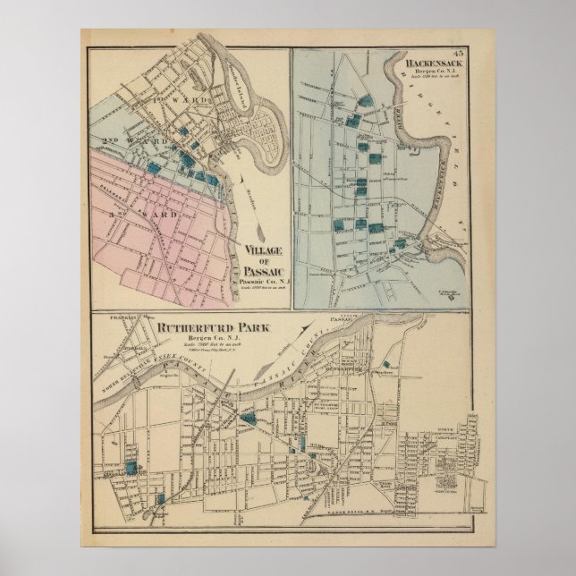 Poster Rutherfurd Park, Passaic, Hackensack (Devant)