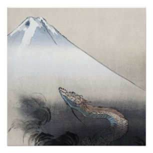 Poster Ryu Shoten : Dragon ascendant sur Fuji, Japon