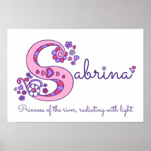Poster S monogramme art Sabrina filles nom signifiant aff