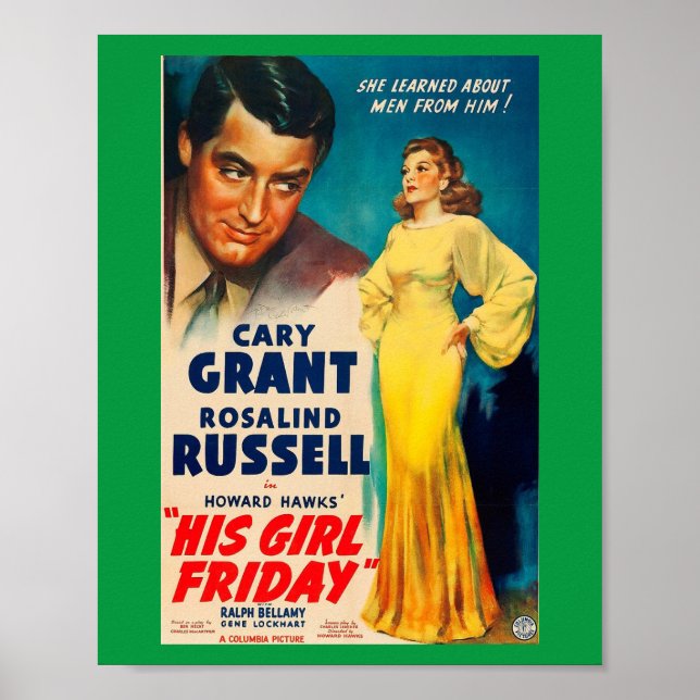 Poster Sa Fille Vendredi-Cary Grant Rosalind Russe (Devant)