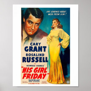 Poster Sa Fille Vendredi-Cary Grant Rosalind Russe