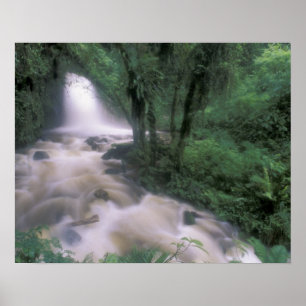 Poster SA, Pérou, S.H. Machu Picchu, Cascade et nuage