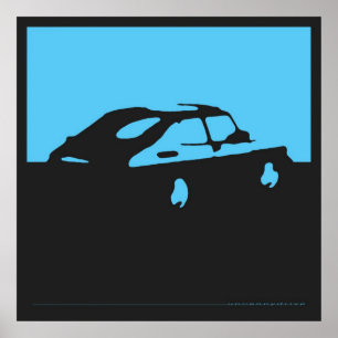 Poster Saab 900 SPG/Aero - Bleu sur l'affiche noire au ch
