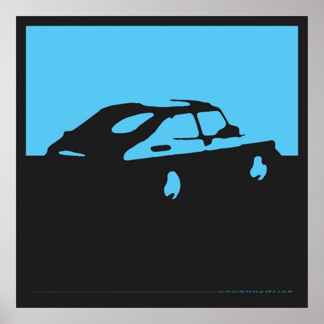Poster Saab 900 SPG/Aero - Bleu sur l'affiche noire au ch (Devant)
