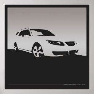 Poster Saab 9-5 Aero front - Gris sur arrière - plan de c