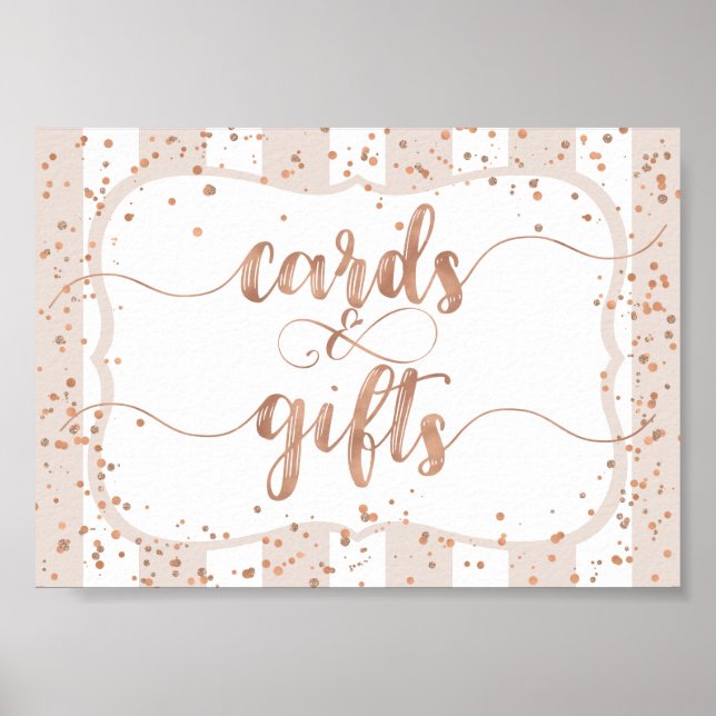Poster Sable et Rose Gold Confetti Cartes & Cadeaux (Devant)