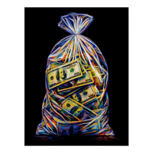 Poster Sac d'argent à débordement de liquidités Vibrant W