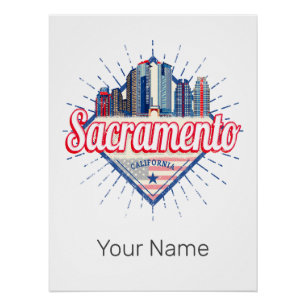 Poster Sacramento California États-Unis Skyline USA