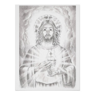 Poster Sacré Coeur de Jésus, Dessin de Jenny McLaughlin