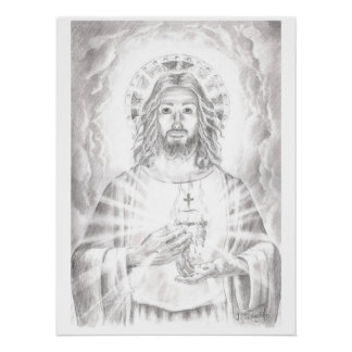 Poster Sacré Coeur de Jésus, Dessin de Jenny McLaughlin