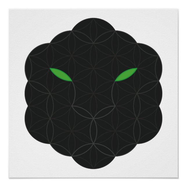 Poster Sacré Jaguar - Visage de la Vie, Noir. (Devant)