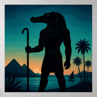 Poster Sacré Sobek Nil Gardien Pyramides