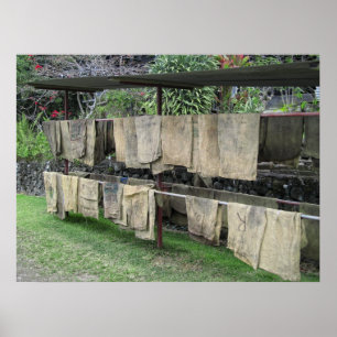 POSTER SACS À CAFÉ KONA SÈCHE SUR RACK - HAWAII