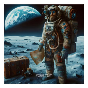 Poster Sacs d'astronaute de lune mignonne Imaginaire
