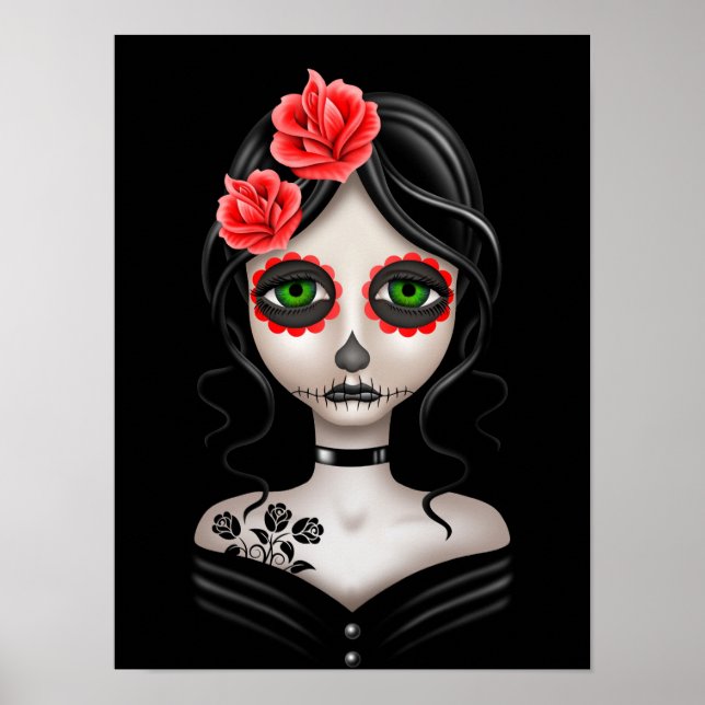 Poster Sad Day of the Dead Girl on Black (Devant)