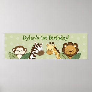 Poster Safari amis Jungle Animal Anniversaire Bannière