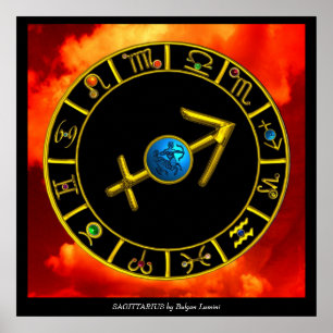 Poster SAGITTAIRE / SIGNES DU ZODIAQUE EN OR, Astrologie