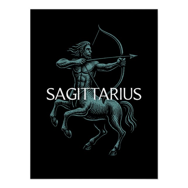 Poster Sagittaire Zodiaque – Archer Centaure Vintage  (Devant)