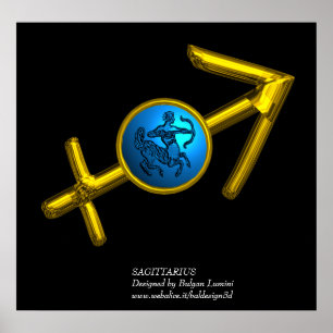 POSTER SAGITTARIUS / GOLD ZODIAC SIGNE D'ANNIVERSAIRE EN 