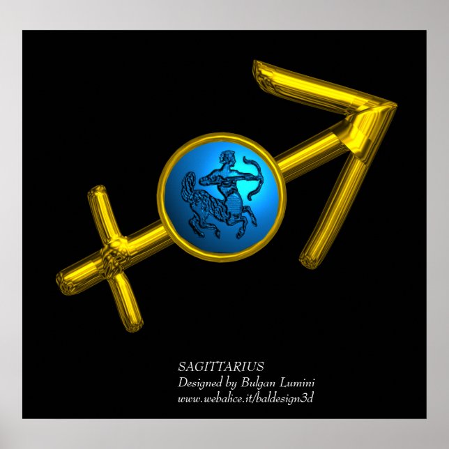 POSTER SAGITTARIUS / GOLD ZODIAC SIGNE D'ANNIVERSAIRE EN  (Devant)