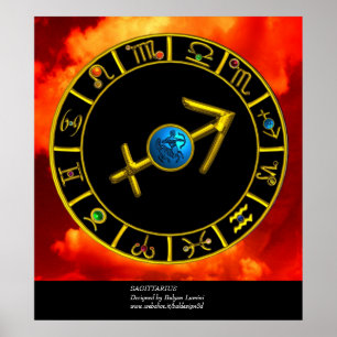 Poster SAGITTARIUS / GOLD ZODIAC SIGNES CERCLE, Astrologi