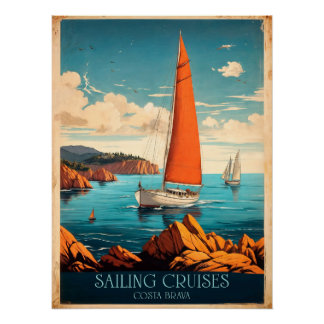 Poster Sailing Cruises Costa Brava Orange Sail