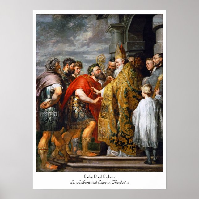 Poster Saint Ambrose et l'empereur Théodose Paul Rubens (Devant)