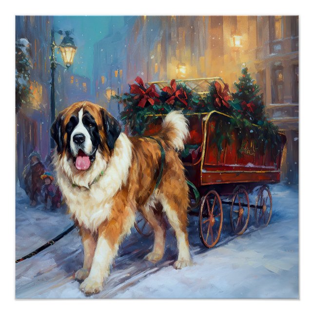 Poster Saint Bernard Christmas Festive (Devant)