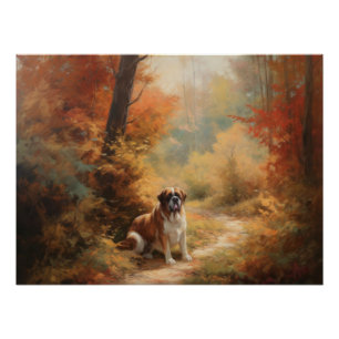 Poster Saint Bernard en automne Feuilles Automne automne