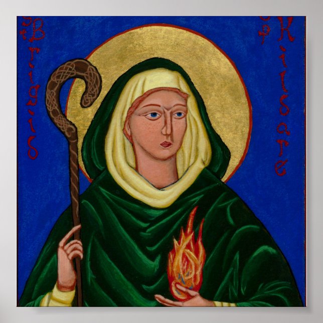 Poster Saint Brigid avec le feu Saint (Devant)