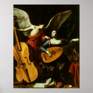 Poster Saint Cecilia et l'ange par Carlo Saraceni