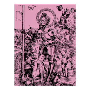 Poster Saint George debout avec deux anges